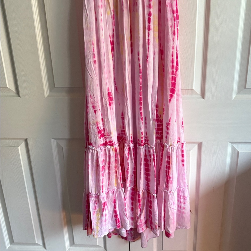 ASA KAFTANS Venice Abbott Kinney Pink Tie-Dye Halter Maxi Dress - Picture 8 of 13